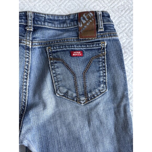 Miss Sixty 60 Vintage Y2K Blue Denim Extra Low Rise Flare Jeans Size 30 - Picture 8 of 9